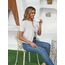 Enjyam Damen Strickjacke Kurzarm Elegant Kurz Cardigan mit Knöpfe Rundhals Weiche Leichte Jacke zum Top Kleid Weiß,S