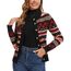 Enjyam Damen Strickjacke Langarm Rundhals Cardigan mit Norweger Strickmuster Weiche Strickweste mit Knopfleiste Schwarz,M