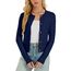Enjyam Damen Strickjacke Langarm Elegant Kurz Cardigan mit Knöpfe Rundhals Weiche Leichte Jacke zum Top Kleid Navy,XXL