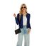 Damen Strickjacke Elegant Langarm Rundhals Cardigan Leicht Bolero Jäckchen mit Knöpfe Weiche Jacke über Top Kleid Navy,XL