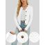 Damen Strickjacke Elegant Langarm Rundhals Cardigan Leicht Bolero Jäckchen mit Knöpfe Weiche Jacke über Top Kleid Weiß,XXL