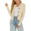 Enjyam Damen Strickjacke Langarm Elegant Kurz Cardigan mit Knöpfe Rundhals Weiche Leichte Jacke zum Top Kleid Beige,XXL