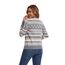 Enjyam Damen Strickjacke Langarm Rundhals Cardigan mit Norweger Strickmuster Weiche Strickweste mit Knopfleiste Grau,XL