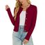 Enjyam Damen Strickjacke Langarm Elegant Kurz Cardigan mit Knöpfe Rundhals Weiche Leichte Jacke zum Top Kleid Weinrot,XXL