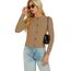 Enjyam Damen Strickjacke Langarm Elegant Kurz Cardigan mit Knöpfe Rundhals Leichte Trachtenjacke zum Top Kleid Kamel,XXL