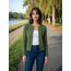 Enjyam Damen Strickjacke Elegant Langarm Rundhals Cardigan Leicht Jäckchen mit Knöpfe Weiche Weste über Top Kleid