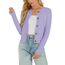 Enjyam Damen Strickjacke Elegant Langarm Rundhals Cardigan Leicht Bolero Jäckchen mit Knöpfe Weiche Strickweste Lila,XXL
