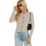 Enjyam Damen Strickjacke Langarm Elegant Kurz Cardigan mit Knöpfe Rundhals Leichte Trachtenjacke zum Top Kleid,XXL