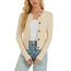 Enjyam Damen Strickjacke Langarm Elegant Kurz Cardigan mit Knöpfe Rundhals Weiche Leichte Jacke zum Top Kleid Beige,XXL