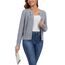 Enjyam Damen Strickjacke Langarm Elegant Kurz Cardigan mit Knöpfe Rundhals Leichte Trachtenjacke zum Top Kleid Hellgrau,XXL
