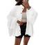 Saodimallsu Strickjacke Damen Kurz Laternenärmel Cardigan Knopfleiste Open Front Sweater Langarm Lose Strickmantel Herbst Winter Gestrickt Jacke Weiß S