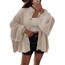 Saodimallsu Strickjacke Damen Kurz Laternenärmel Cardigan Knopfleiste Open Front Sweater Langarm Lose Strickmantel Herbst Winter Gestrickt Jacke Khaki L