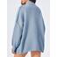 Saodimallsu Strickjacke Damen Kurz Laternenärmel Cardigan Knopfleiste Open Front Sweater Langarm Lose Strickmantel Herbst Winter Gestrickt Jacke Blau M