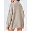 Saodimallsu Strickjacke Damen Kurz Laternenärmel Cardigan Knopfleiste Open Front Sweater Langarm Lose Strickmantel Herbst Winter Gestrickt Jacke Khaki XL