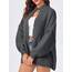 Saodimallsu Strickjacke Damen Kurz Laternenärmel Cardigan Knopfleiste Open Front Sweater Langarm Lose Strickmantel Herbst Winter Gestrickt Jacke Dunkelgrau M