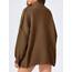 Saodimallsu Strickjacke Damen Kurz Laternenärmel Cardigan Knopfleiste Open Front Sweater Langarm Lose Strickmantel Herbst Winter Gestrickt Jacke Braun XL