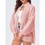 Saodimallsu Strickjacke Damen Kurz Laternenärmel Cardigan Knopfleiste Open Front Sweater Langarm Lose Strickmantel Herbst Winter Gestrickt Jacke Rosa M