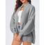 Saodimallsu Strickjacke Damen Kurz Laternenärmel Cardigan Knopfleiste Open Front Sweater Langarm Lose Strickmantel Herbst Winter Gestrickt Jacke Grau XL