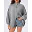 Saodimallsu Strickjacke Damen Kurz Laternenärmel Cardigan Knopfleiste Open Front Sweater Langarm Lose Strickmantel Herbst Winter Gestrickt Jacke Grau XL