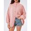 Saodimallsu Strickjacke Damen Kurz Laternenärmel Cardigan Knopfleiste Open Front Sweater Langarm Lose Strickmantel Herbst Winter Gestrickt Jacke Rosa M
