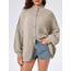 Saodimallsu Strickjacke Damen Kurz Laternenärmel Cardigan Knopfleiste Open Front Sweater Langarm Lose Strickmantel Herbst Winter Gestrickt Jacke Khaki S