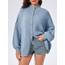 Saodimallsu Strickjacke Damen Kurz Laternenärmel Cardigan Knopfleiste Open Front Sweater Langarm Lose Strickmantel Herbst Winter Gestrickt Jacke Blau S