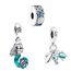 Feitery Ein Satz von drei(Schildkröten Muscheln Meerjungfrauen) Hundepfote Glühwürmche Charms Reisen Kompatibilität für Pandora Armband Herz Anhänger Meerestiere Sommer-Schmuck