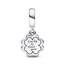 PANDORA Vierblättriges Kleeblatt Freundschaft Doppelter Charm-Anhänger aus Sterling Silber und Emaille - Kompatibel mit PANDORA Moments Armbänder