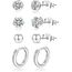 LOUMILEO Ohrstecker Silber 925 4 PaarSilber Ohrringe Damen Hypoallergen Cubic Zirkonia Ohrstecker Set ohrringe Silber 925 Stecker für mehrere Piercings