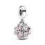 PANDORA Vierblättriges Kleeblatt Freundschaft Doppelter Charm-Anhänger aus Sterling Silber und Emaille - Kompatibel mit PANDORA Moments Armbänder