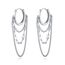 Reffeer Solide 925 Sterling Silber Kette Tropfen Ohrringe Creolen für Frauen Teen Creolen Quaste Kette Huggie Baumeln Ohrringe (A-Silver)