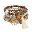 SHUBEIEUMI Boho Holzperlen Armband, 4 Stück Boho Quaste Armband für Damen, Frauen Baum des Lebens Charm Statement Armreifen, Kristall Perle