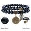 Farfume Chakra Armbänder für Frauen - Kristalle Armband Frauen natürliche Edelsteine Yoga Reiki- Ein Satz von Doppel-Armbänder(Onyx(Mittel))