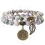 Farfume Chakra Armbänder für Frauen - Kristalle Armband Frauen natürliche Edelsteine Yoga Reiki- Ein Satz von Doppel-Armbänder(Friedensjade(Mittel))