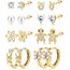 LOLIAS 8 Paare Screwback Ohrstecker für Damen Mädchen - Hypoallergene Hoop Ohrringe - Blume, Ball, Herz, CZ, Schmetterling Stud - Edelstahl Tragus Knorpel Piercing