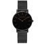 HANNAH MARTIN Damen Uhren Analog Quarz Edelstahl Wasserdicht Mesh Ultradünne (Schwarz Oberfläche ，Schwarz Armband 2)