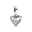PANDORA Moments Herz & Hund Doppelter Charm-Anhänger aus Sterling Silber mit Zirkonia Moments Collection, kompatibel Moments Armbändern, 792647C01