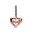 PANDORA Bicolor Strahlendes Herz Charm-Anhänger aus Sterlingsilber mit Zirkonia in der Farbe Silber-Roségold-Rot, Kompatibel mit PANDORA Moments Armbänder, 782450C01