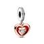 PANDORA Bicolor Strahlendes Herz Charm-Anhänger aus Sterlingsilber mit Zirkonia in der Farbe Silber-Roségold-Rot, Kompatibel mit PANDORA Moments Armbänder, 782450C01