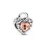 PANDORA Bicolor Vorhängeschloss Teilbares Herz-Charm aus Sterling-Silber und rosévergoldete Metalllegierung, aus der PANDORA Moments Collection, 782505C00