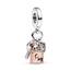 PANDORA Bicolor Schlüssel, Vorhängeschloss & Herz Dreifacher Charm-Anhänger aus Sterling-Silber und rosévergoldete Metalllegierung mit Cubic Zirkonia verziert, 782506C01