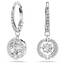 Swarovski Una Ohrringe, Rund, Weiss, Rhodiniert