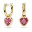 Swarovski Chroma Ohrhänger, Rote und Vergoldete Ohrringe mit Herz-Motiv und Strahlenden Swarovski Kristallen