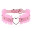 JewelryWe Schmuck Damen Choker Halsband Leder Spitze Halskette Gothic Punk Lolita Herz Collier Kette verstellbare Schnalle Kragen Halsketten für Frauen Mädchen Rosa