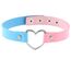 JewelryWe Schmuck Damen Choker Leder Halsband Gothic Punk Lolita Herz Sklave Kragen Halskette 32-38cm Erstellbare Zweifarbig Collier Kette, Blau Pink