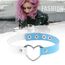 JewelryWe Schmuck Damen Choker Leder Halsband Gothic Punk Lolita Herz Sklave Kragen Halskette 32-38cm Erstellbare Zweifarbig Collier Kette, Blau Weiß