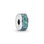 PANDORA Moments Petrolfarbener Pavé-Clip Sterling Silber, Cubic Zirconia 791817MCZ