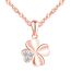 feilok Halskette Damen Kette mit Roségold Kleeblatt Zirkonia Vierblättriges Glücksbringer Anhänger aus 925 Sterling silber Halskette für Frauen