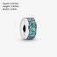 PANDORA Moments Petrolfarbener Pavé-Clip Sterling Silber, Cubic Zirconia 791817MCZ