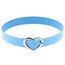 JewelryWe Schmuck Damen Choker Halsband Leder Halskette Gothic Punk Lolita Herz Collier Kette verstellbare Schnalle Kragen Halsketten für Frauen Mädchen Blau